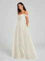A-line/Princess Off-the-Shoulder Floor-Length Sleeveless Tulle Bridesmaid Dress