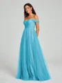 A-line/Princess Off-the-Shoulder Floor-Length Sleeveless Tulle Bridesmaid Dress
