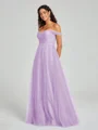 A-line/Princess Off-the-Shoulder Floor-Length Sleeveless Tulle Bridesmaid Dress