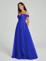 A-line/Princess Off-the-Shoulder Floor-Length Sleeveless Tulle Bridesmaid Dress