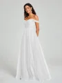 A-line/Princess Off-the-Shoulder Floor-Length Sleeveless Tulle Bridesmaid Dress