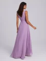 A-line V-neck Pleated Floor-Length Chiffon Corset Bridesmaid Dress