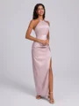Sheath Halter Ruffles Floor-Length Bridesmaid Dress