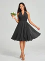 A-line/Princess Halter Short/Mini Sleeveless Chiffon Bridesmaid Dress