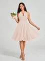 A-line/Princess Halter Short/Mini Sleeveless Chiffon Bridesmaid Dress