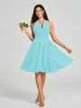 A-line/Princess Halter Short/Mini Sleeveless Chiffon Bridesmaid Dress