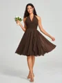 A-line/Princess Halter Short/Mini Sleeveless Chiffon Bridesmaid Dress