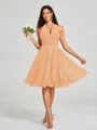 A-line/Princess Halter Short/Mini Sleeveless Chiffon Bridesmaid Dress