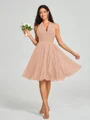 A-line/Princess Halter Short/Mini Sleeveless Chiffon Bridesmaid Dress