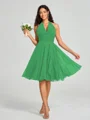 A-line/Princess Halter Short/Mini Sleeveless Chiffon Bridesmaid Dress