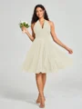 A-line/Princess Halter Short/Mini Sleeveless Chiffon Bridesmaid Dress