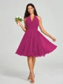 A-line/Princess Halter Short/Mini Sleeveless Chiffon Bridesmaid Dress