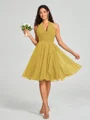 A-line/Princess Halter Short/Mini Sleeveless Chiffon Bridesmaid Dress
