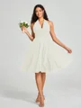 A-line/Princess Halter Short/Mini Sleeveless Chiffon Bridesmaid Dress