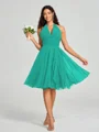 A-line/Princess Halter Short/Mini Sleeveless Chiffon Bridesmaid Dress