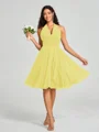 A-line/Princess Halter Short/Mini Sleeveless Chiffon Bridesmaid Dress