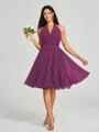 A-line/Princess Halter Short/Mini Sleeveless Chiffon Bridesmaid Dress