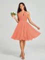A-line/Princess Halter Short/Mini Sleeveless Chiffon Bridesmaid Dress