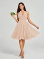 A-line/Princess Halter Short/Mini Sleeveless Chiffon Bridesmaid Dress