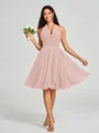 A-line/Princess Halter Short/Mini Sleeveless Chiffon Bridesmaid Dress
