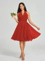 A-line/Princess Halter Short/Mini Sleeveless Chiffon Bridesmaid Dress