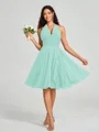 A-line/Princess Halter Short/Mini Sleeveless Chiffon Bridesmaid Dress
