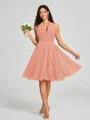 A-line/Princess Halter Short/Mini Sleeveless Chiffon Bridesmaid Dress