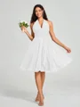 A-line/Princess Halter Short/Mini Sleeveless Chiffon Bridesmaid Dress
