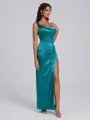 Sheath Straps Pleated Floor-Length Corset Bridesmaid Dress