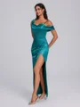 Sheath Straps Pleated Floor-Length Corset Bridesmaid Dress