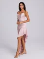 Sheath Spaghetti Straps Ruffles Floor-Length Silk Like Satin Corset Bridesmaid Dress