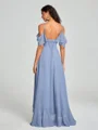 A-line/Princess Straps Asymmetrical Short Sleeves Chiffon Bridesmaid Dress