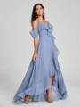A-line/Princess Straps Asymmetrical Short Sleeves Chiffon Bridesmaid Dress