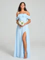 A-line/Princess Spaghetti Straps Floor-Length Sleeveless Chiffon Bridesmaid Dress