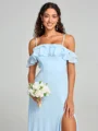 A-line/Princess Spaghetti Straps Floor-Length Sleeveless Chiffon Bridesmaid Dress
