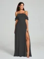 A-line/Princess Spaghetti Straps Floor-Length Sleeveless Chiffon Bridesmaid Dress