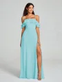 A-line/Princess Spaghetti Straps Floor-Length Sleeveless Chiffon Bridesmaid Dress