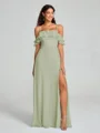 A-line/Princess Spaghetti Straps Floor-Length Sleeveless Chiffon Bridesmaid Dress