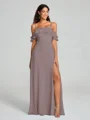 A-line/Princess Spaghetti Straps Floor-Length Sleeveless Chiffon Bridesmaid Dress