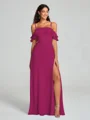 A-line/Princess Spaghetti Straps Floor-Length Sleeveless Chiffon Bridesmaid Dress