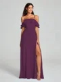 A-line/Princess Spaghetti Straps Floor-Length Sleeveless Chiffon Bridesmaid Dress