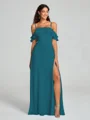 A-line/Princess Spaghetti Straps Floor-Length Sleeveless Chiffon Bridesmaid Dress