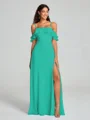 A-line/Princess Spaghetti Straps Floor-Length Sleeveless Chiffon Bridesmaid Dress