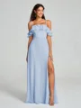 A-line/Princess Spaghetti Straps Floor-Length Sleeveless Chiffon Bridesmaid Dress