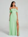 A-line/Princess Spaghetti Straps Floor-Length Sleeveless Chiffon Bridesmaid Dress