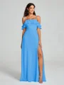 A-line/Princess Spaghetti Straps Floor-Length Sleeveless Chiffon Bridesmaid Dress
