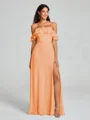 A-line/Princess Spaghetti Straps Floor-Length Sleeveless Chiffon Bridesmaid Dress