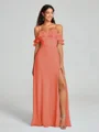A-line/Princess Spaghetti Straps Floor-Length Sleeveless Chiffon Bridesmaid Dress