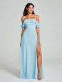 A-line/Princess Spaghetti Straps Floor-Length Sleeveless Chiffon Bridesmaid Dress