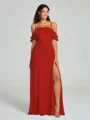 A-line/Princess Spaghetti Straps Floor-Length Sleeveless Chiffon Bridesmaid Dress